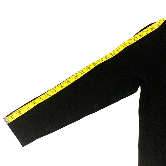 TALBOTS Sz L Petite ? Black Knit Blazer Cardigan Jacket Button Front Band Collar - Picture 5 of 7